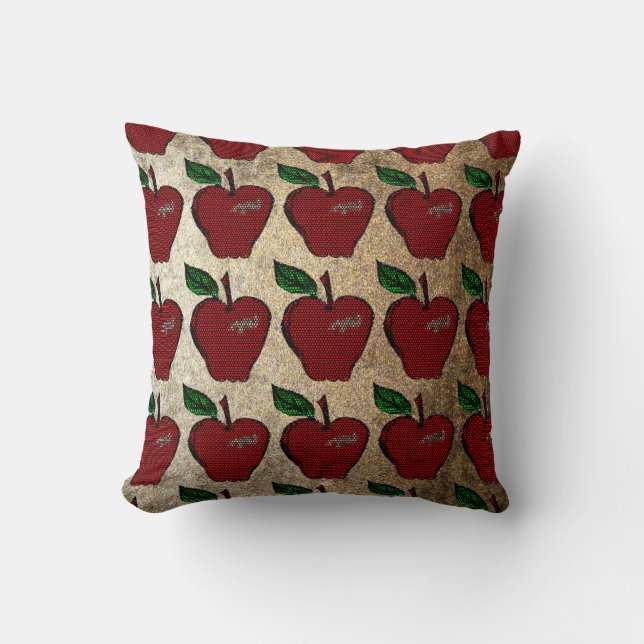 Mosaic Red Apple/ Stone Wash Pillow-Design 1 Cushion (Front)