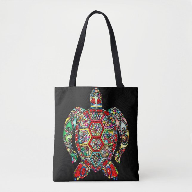 Mosaic sea turtle tote bag (Front)