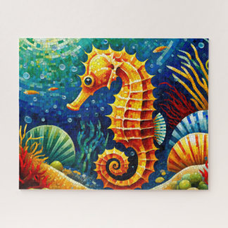 Mosaic Seahorse Ocean Life Sea Creature Jigsaw Puzzle
