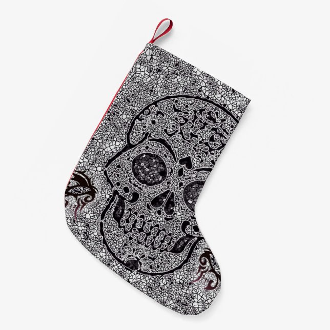 Mosaic Skull Small Christmas Stocking (Front (Hanging))