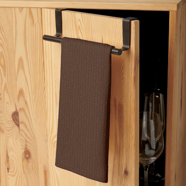 Mosaic Solid Dark Brown Textured Pattern Tea Towel (Thirds Fold)