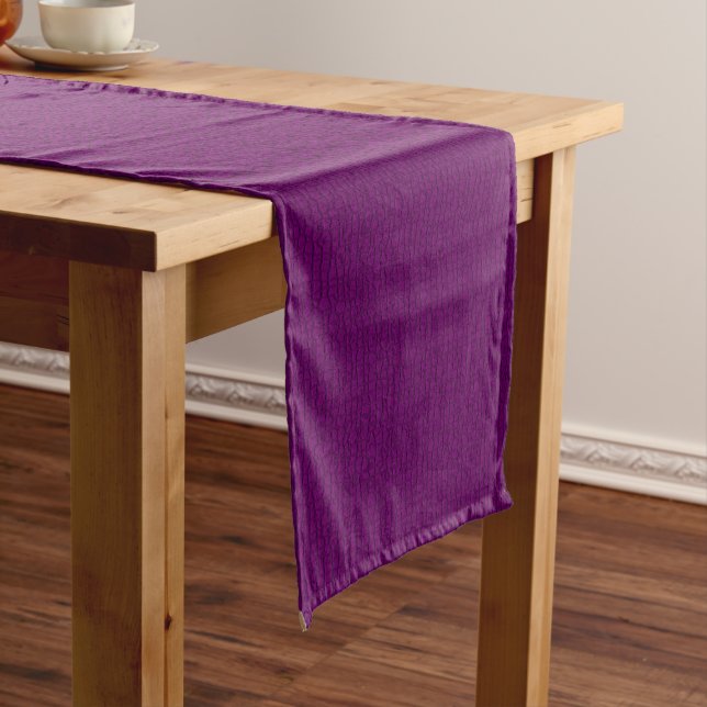 Mosaic Solid Royal Purple Textured Pattern Medium Table Runner (In Situ)