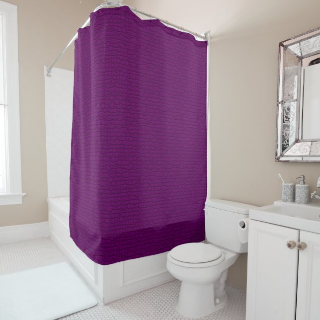 Mosaic Solid Royal Purple Textured Pattern Shower Curtain (In Situ)