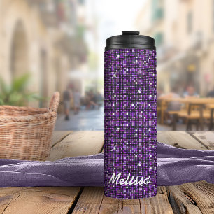 Mosaic Sparkle Squares Purple ID653 Thermal Tumbler