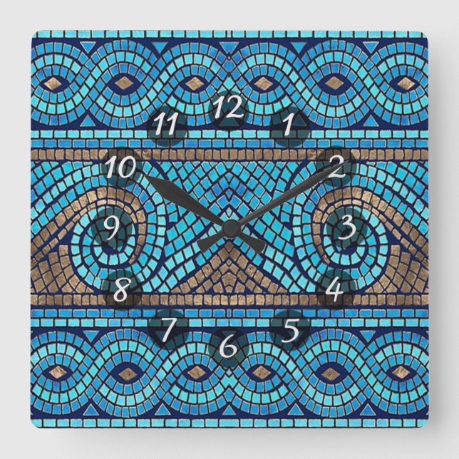 Mosaic Square Wall Clock (Front)