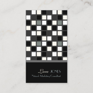 Mosaic Squares Tiles black + white monochrome Business Card