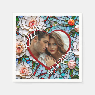 Mosaic Stained Glass and Tile Wedding Personalised Napkin