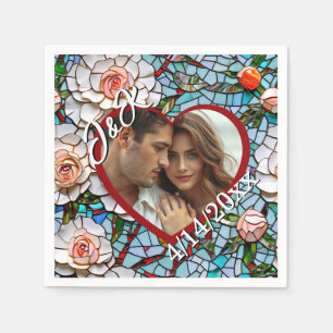 Mosaic Stained Glass and Tile Wedding Personalized Napkin