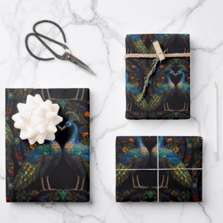 Mosaic Stained Glass Colourful Peacocks Wrapping Paper Sheet