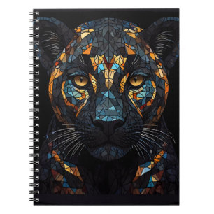 Mosaic Stained Glassed Black Panther Portrait Notebook