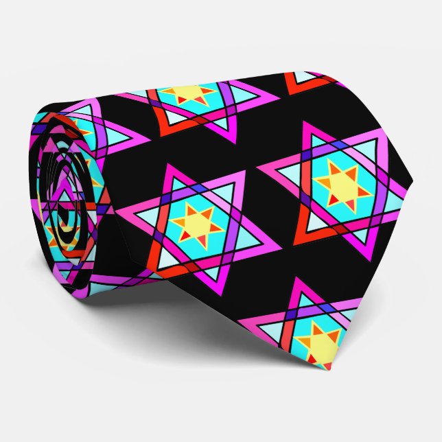 Mosaic Star Of David Neck Tie (Rolled)