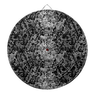 Mosaic Stones Glass Black Grey White Dartboard