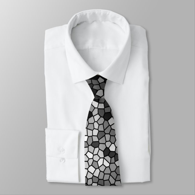 Mosaic Stones Glass Black Grey White Tie (Tied)