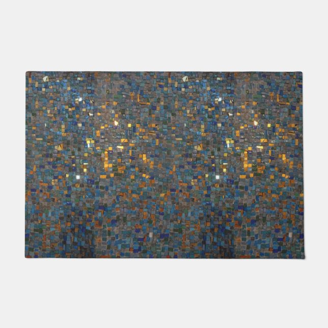Mosaic Stones in Blue and Gold Doormat (Front)