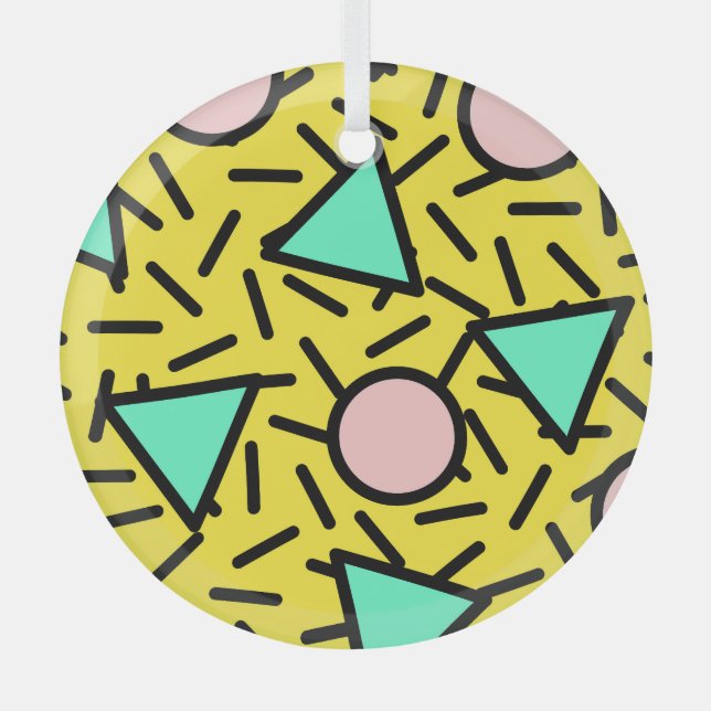 Mosaic stripes: retro memphis pattern glass tree decoration (Front)