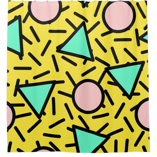 Mosaic stripes: retro memphis pattern shower curtain (Front)