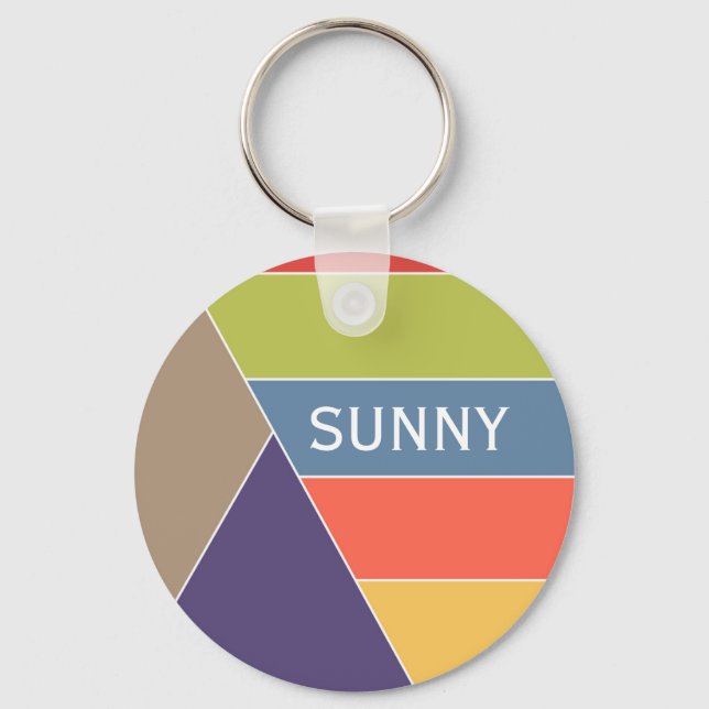MOSAIC stripes triangles coloured I + your ideas Key Ring (Front)