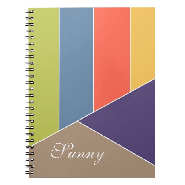 MOSAIC stripes triangles coloured I + your ideas Spiral Notebook (Front)