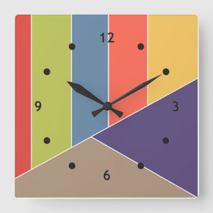 MOSAIC stripes triangles coloured I + your ideas Square Wall Clock