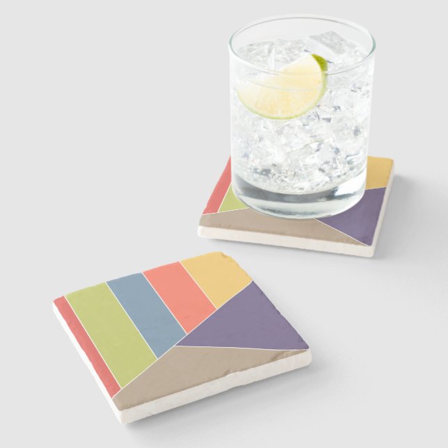 MOSAIC stripes triangles coloured I + your ideas Stone Coaster (Side)