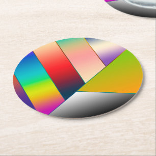MOSAIC stripes triangles coloured II + your ideas Round Paper Coaster
