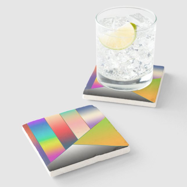 MOSAIC stripes triangles coloured II + your ideas Stone Coaster (Side)