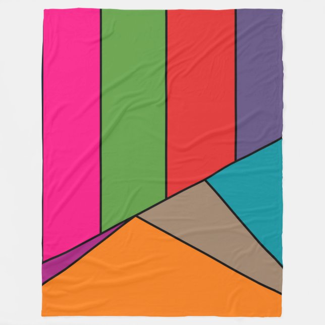 MOSAIC stripes triangles coloured III + your ideas Fleece Blanket (Front)