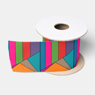 MOSAIC stripes triangles coloured III + your ideas Satin Ribbon