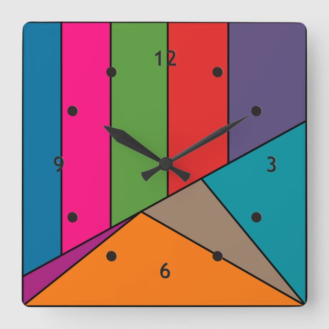 MOSAIC stripes triangles coloured III + your ideas Square Wall Clock (Front)