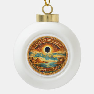 Mosaic Style 2027 Eclipse Ceramic Ball Christmas Ornament