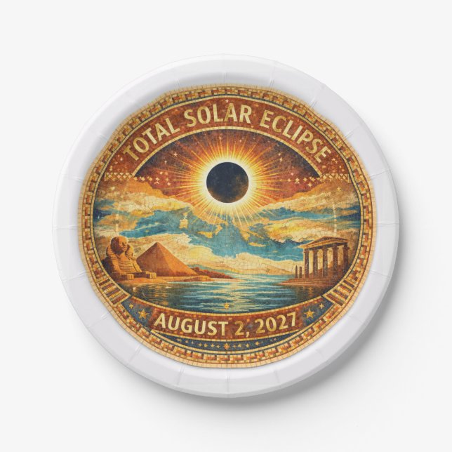Mosaic Style 2027 Eclipse Paper Plate (Front)