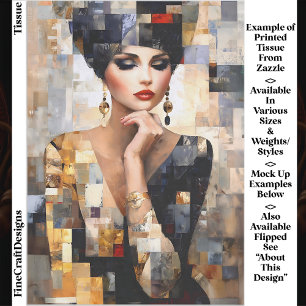Mosaic Style Art of Glamorous Woman EB7R Decoupage Tissue Paper
