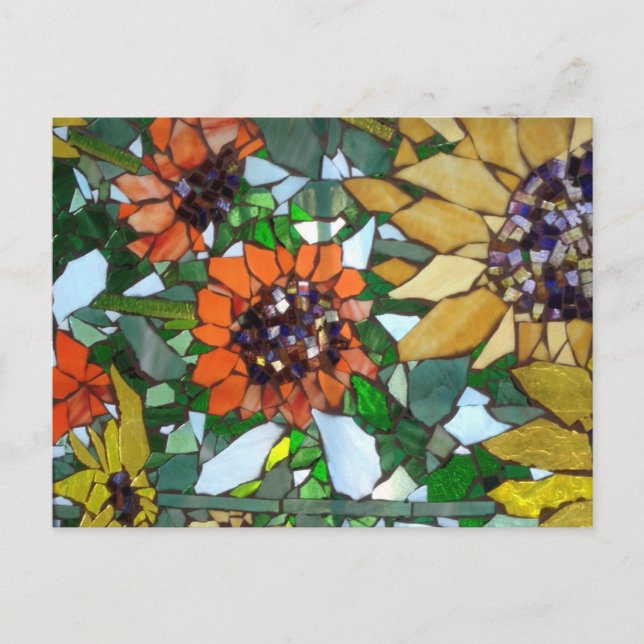 Mosaic Sunflower postcard by Willowcatdesigns (Front)