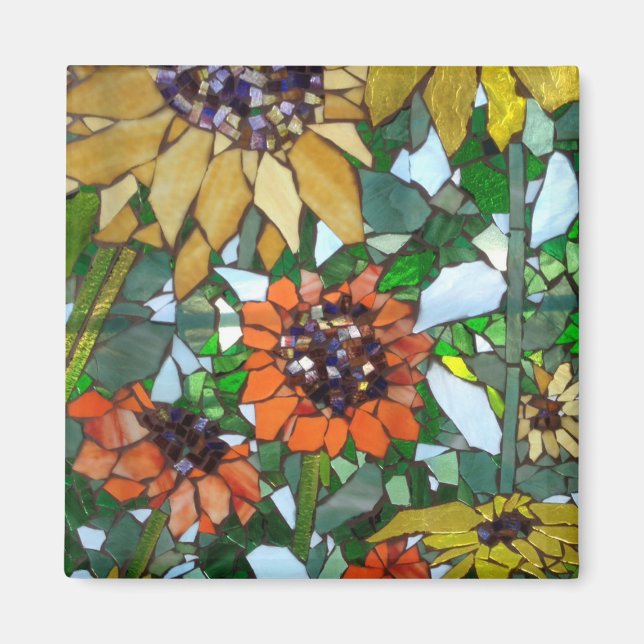 Mosaic Sunflowers Magnet (Front)