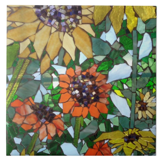 Mosaic Sunflowers Tile (Front)