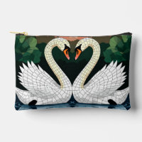 Mosaic Swan Couple Forming Heart Shape