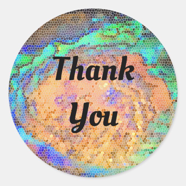 Mosaic Thank You Vivid Cosmic Pattern Appreciation Classic Round Sticker (Front)