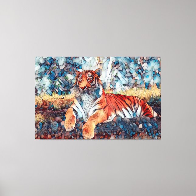 MOSAIC TIGER STRETCHED CANVAS ART PRINT (Front)