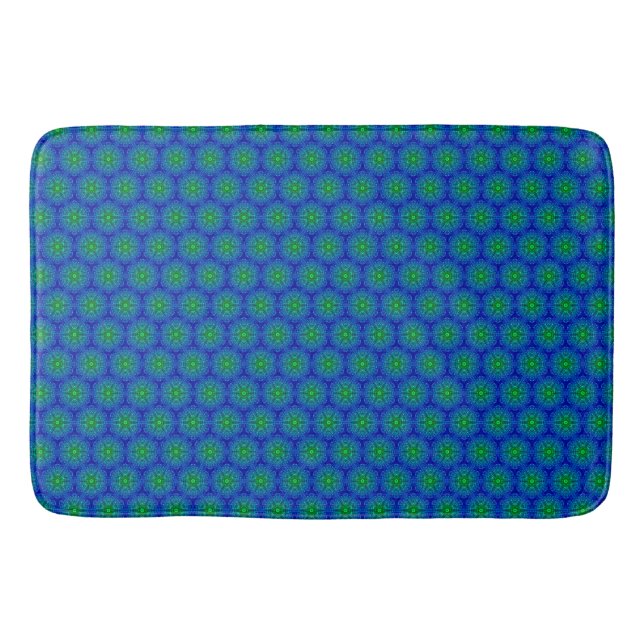 Mosaic Tile Blue and Green Bath Mat (Front)