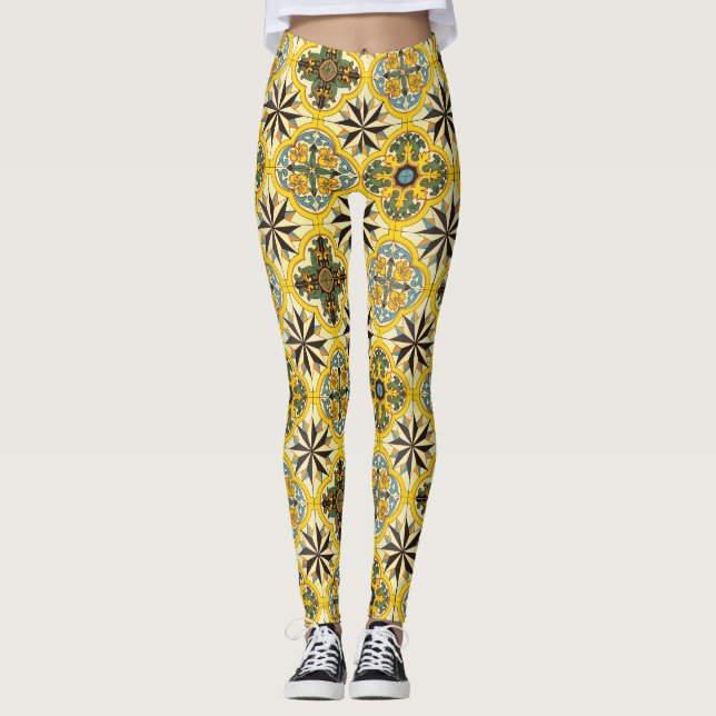 Mosaic Tile Pattern Leggings (Front)