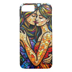 Mosaic Tile Style Ai Art Romantic Embrace  Case-Mate iPhone Case