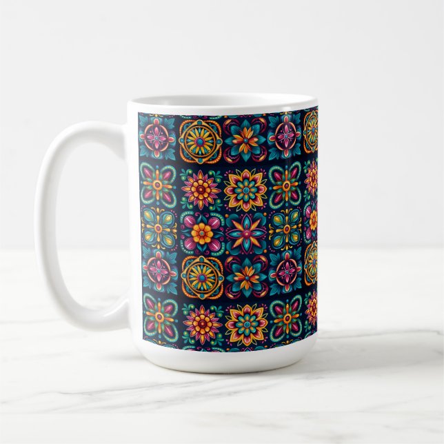 Mosaic Tiles Flower 53 Coffee Mug (Left)
