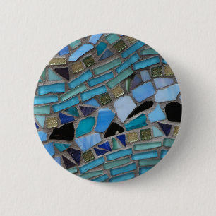 Mosaic Tiles of Blue and Green 6 Cm Round Badge