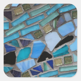 Mosaic Tiles of Blue and Green Square Sticker