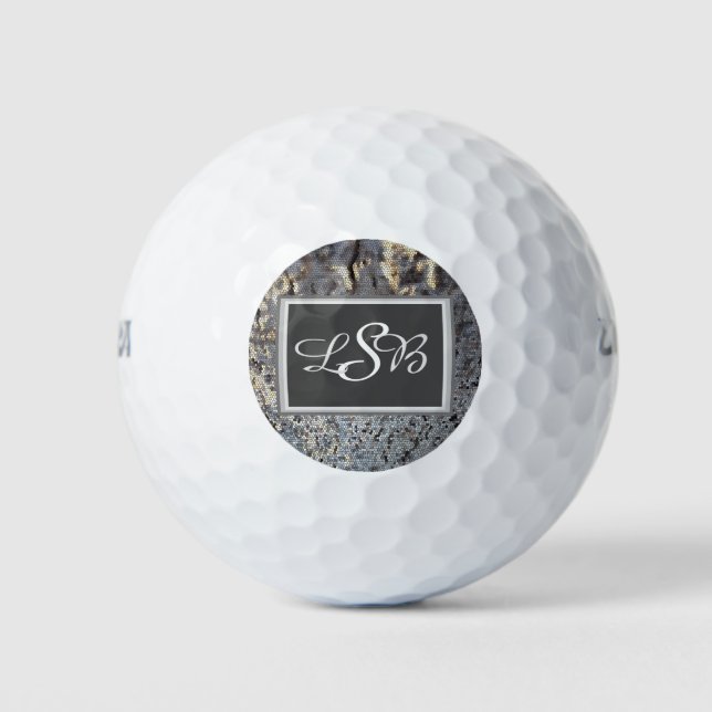 Mosaic Tiles Snakeskin Pattern Elegant Monogram Golf Balls (Front)