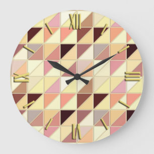 Mosaic Tiles - yellow, gold and earth tones Large Clock