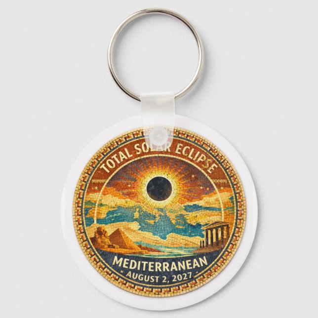 Mosaic  Total Solar Eclipse 2027 sticker Key Ring (Front)