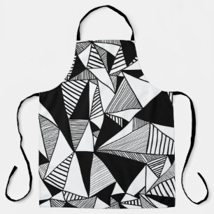 Mosaic Triangles, Black White Texture. Apron