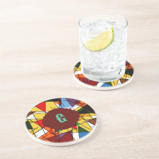 Mosaic Triangles Round Sandstone Coaster