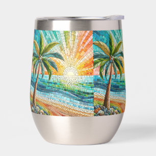 Mosaic Tropical Beach Sunset Palm Tree